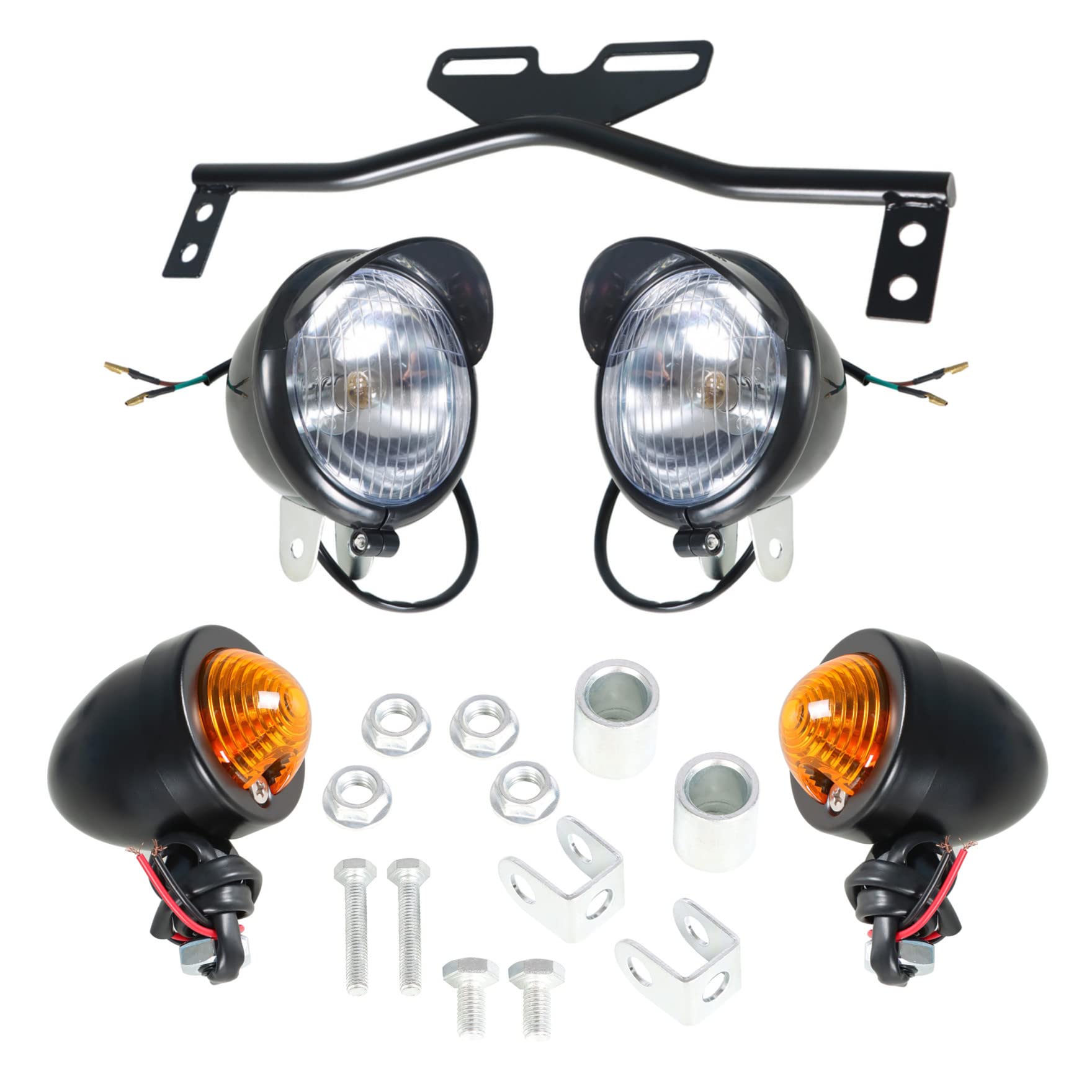 Photo 1 of waltyotur Motorcycle Turn Signals Fog Light Turn Light Bar Kit with Bracket Set Black