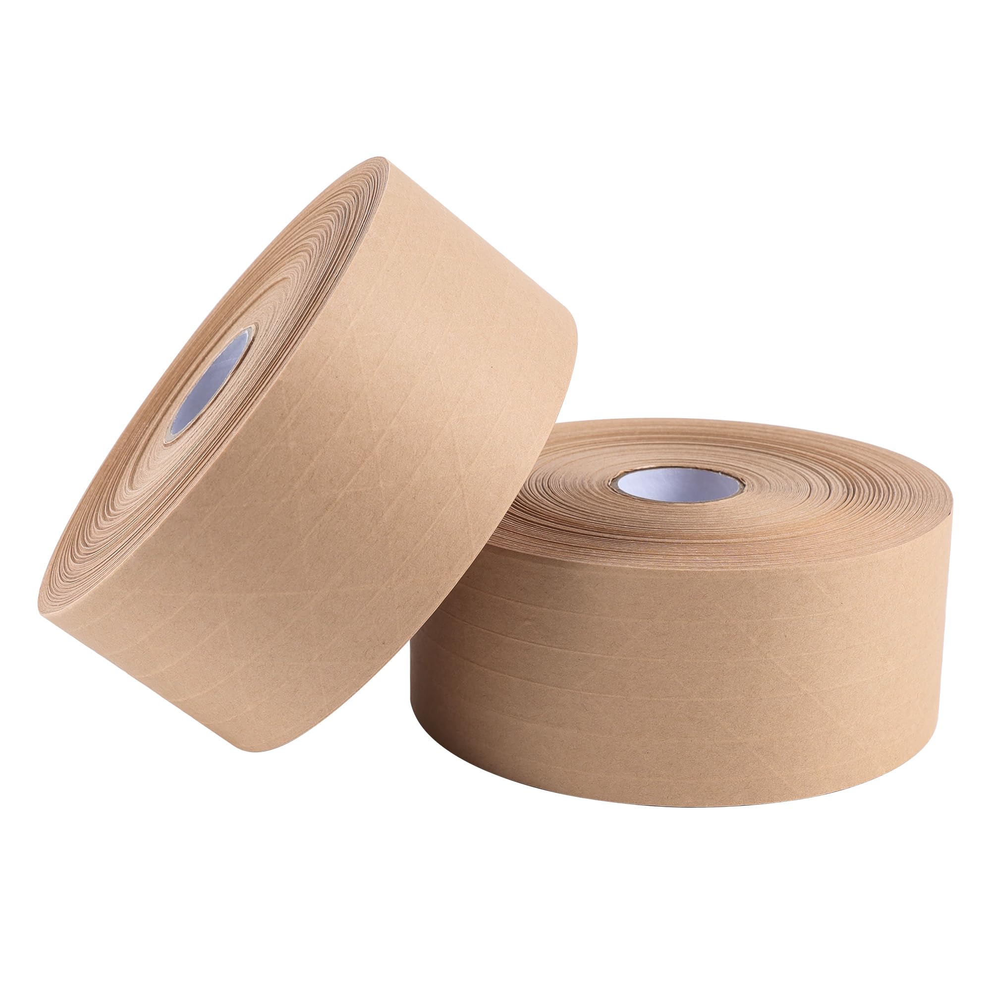 Lichamp 2-Pack Water Activated Kraft Paper Tape, 2.75" x380 ft Heavy-Duty Eco-Friendly Packaging Tape, Recyclable & Writable for Shipping, Ecommerce,