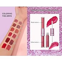 Vista 4 de Juego de 6 brillos de labios mate, brillo + lápiz labial mate suave de larga duración, esmalte labial hidratante impermeable, lápiz labial cosmético