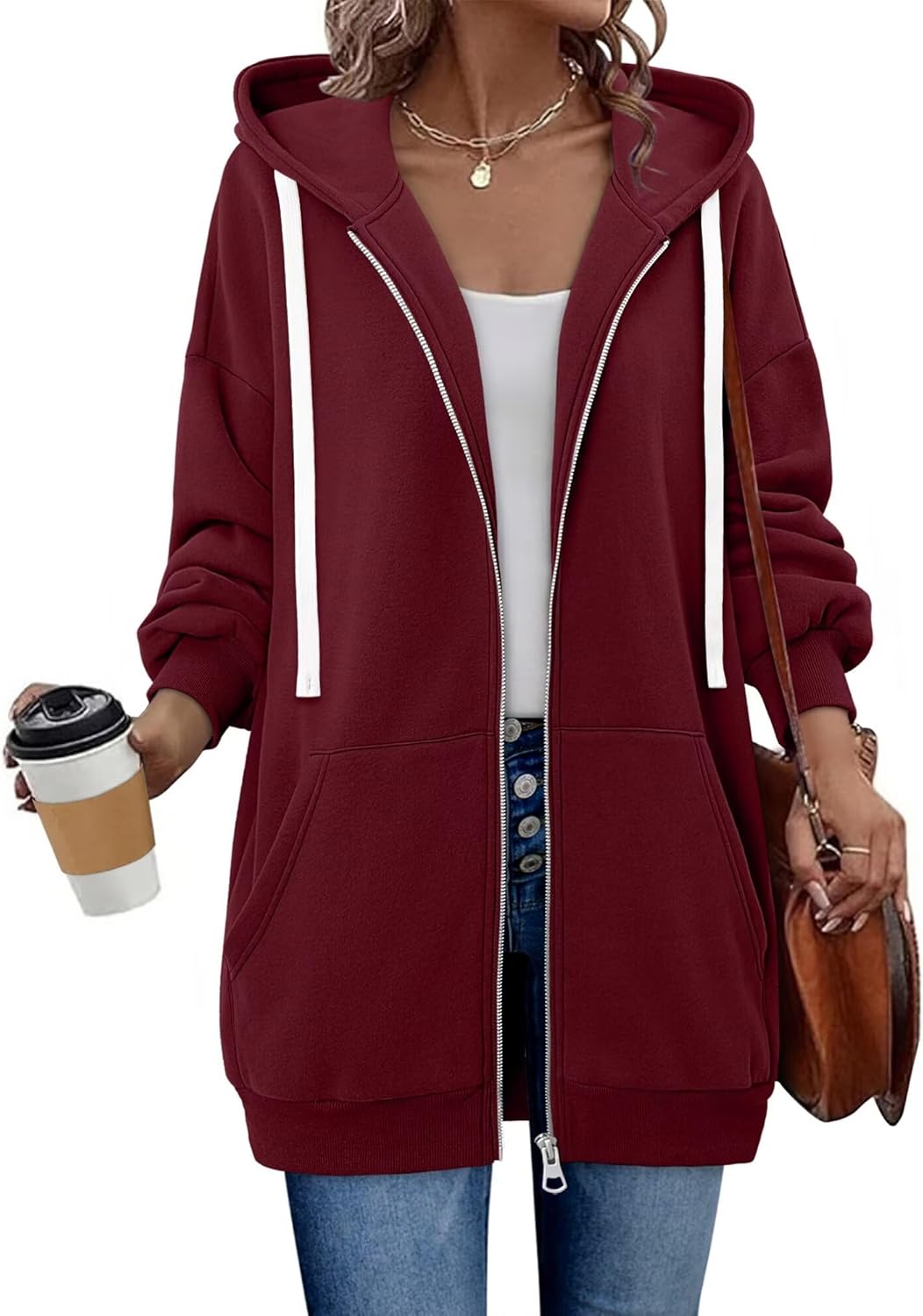 StunShow Womens Zip Up Hoodies Y2k Drawstring Sweatshirt Casual 2025 Fleece Jacket with Pocket