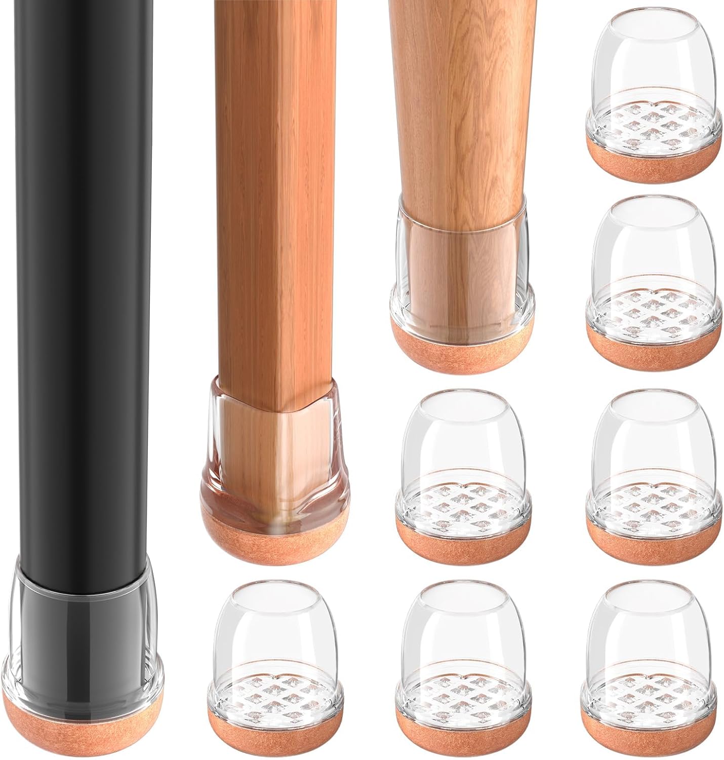 16 protectores de suelo para patas de silla, redondos, de silicona, protectores para patas de sillas para suelos de madera dura, almohadillas de