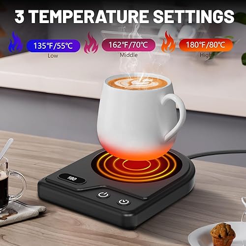 Miniatura 2 de Calentador de tazas, calentador de tazas de café con 3 ajustes de temperatura ajustables, calentador de café con funciones de apagado automático