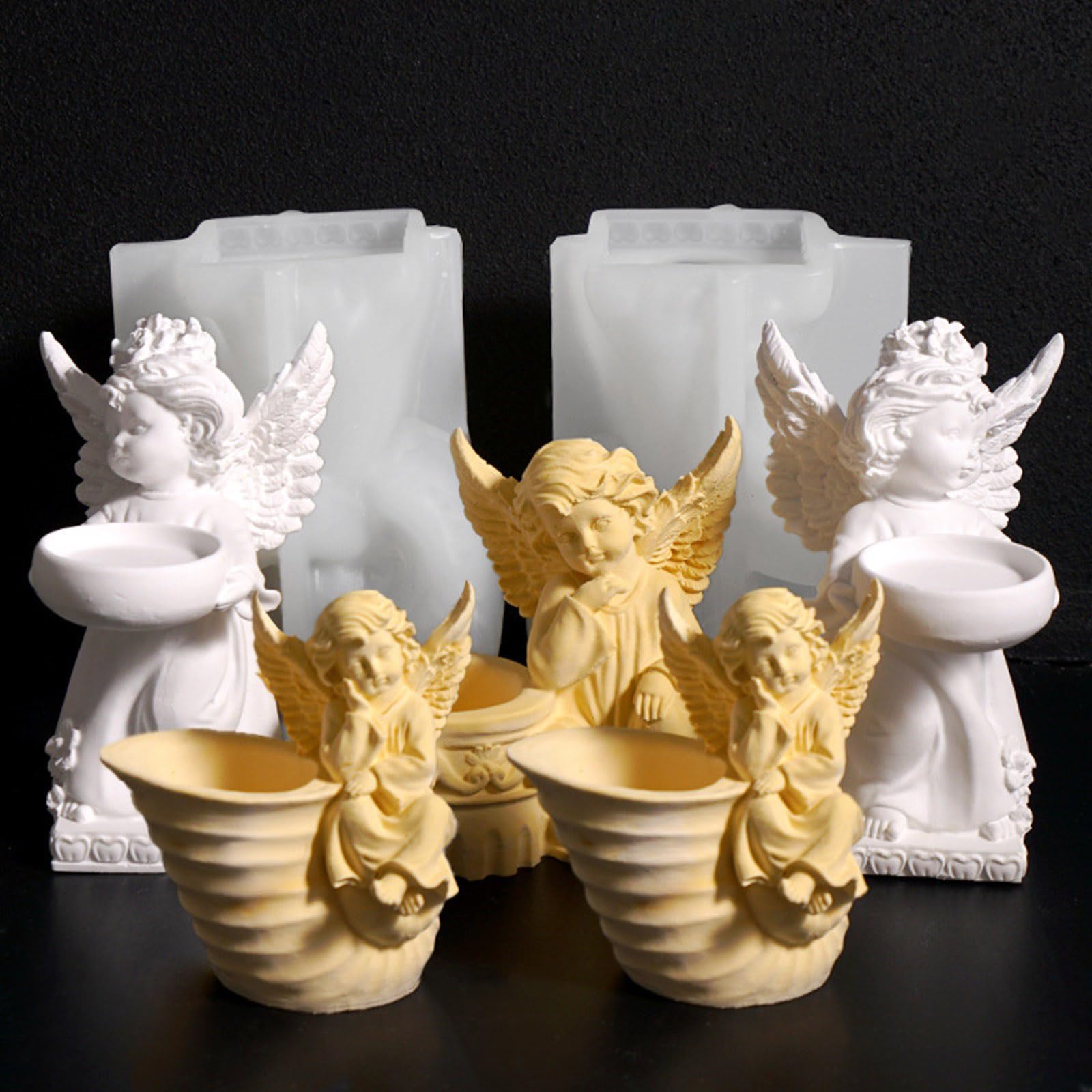 Estatuilla angelical de silicona resistente, juego de moldes para apretar, suministros artesanales para niños, creatividad y mejora de la decoración del hogar Angelic Silicone Mold