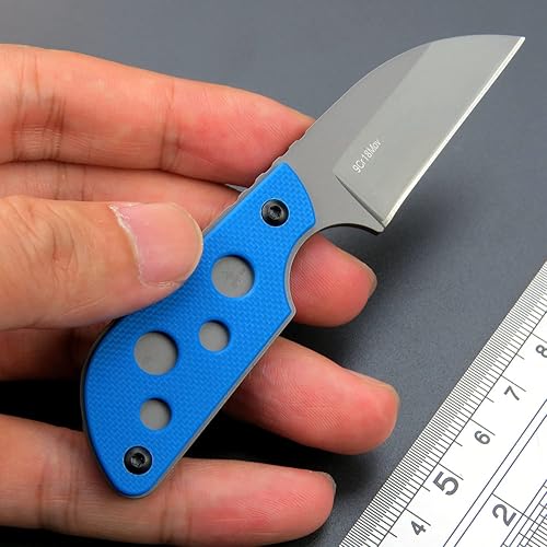 Miniatura 6 de Ccanku C1297 - Cuchillo de hoja fija, hoja 9Cr18Mov G10 con mango EDC para exteriores, campamento, senderismo, pesca, caza con funda kydex (azul)