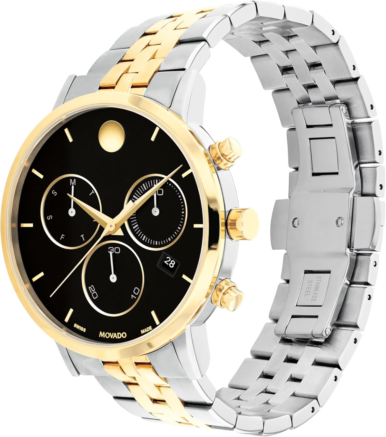 Movado Museum Classic Men's Watch - Swiss Quartz Chronograph Movement, Stainless Steel Link Bracelet - 3 ATM Water Resistance - Classic, Luxury Fashion Timepiece for Him - 42mm