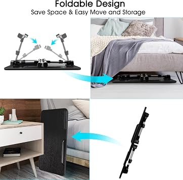 Laptop Table for Bed Height Adjustable Angle Adjustable Bed Table Foldable with Drawer Tablet Stand Laptop Table for Bed Sofa Couch Floor (60 x 34 cm Black)