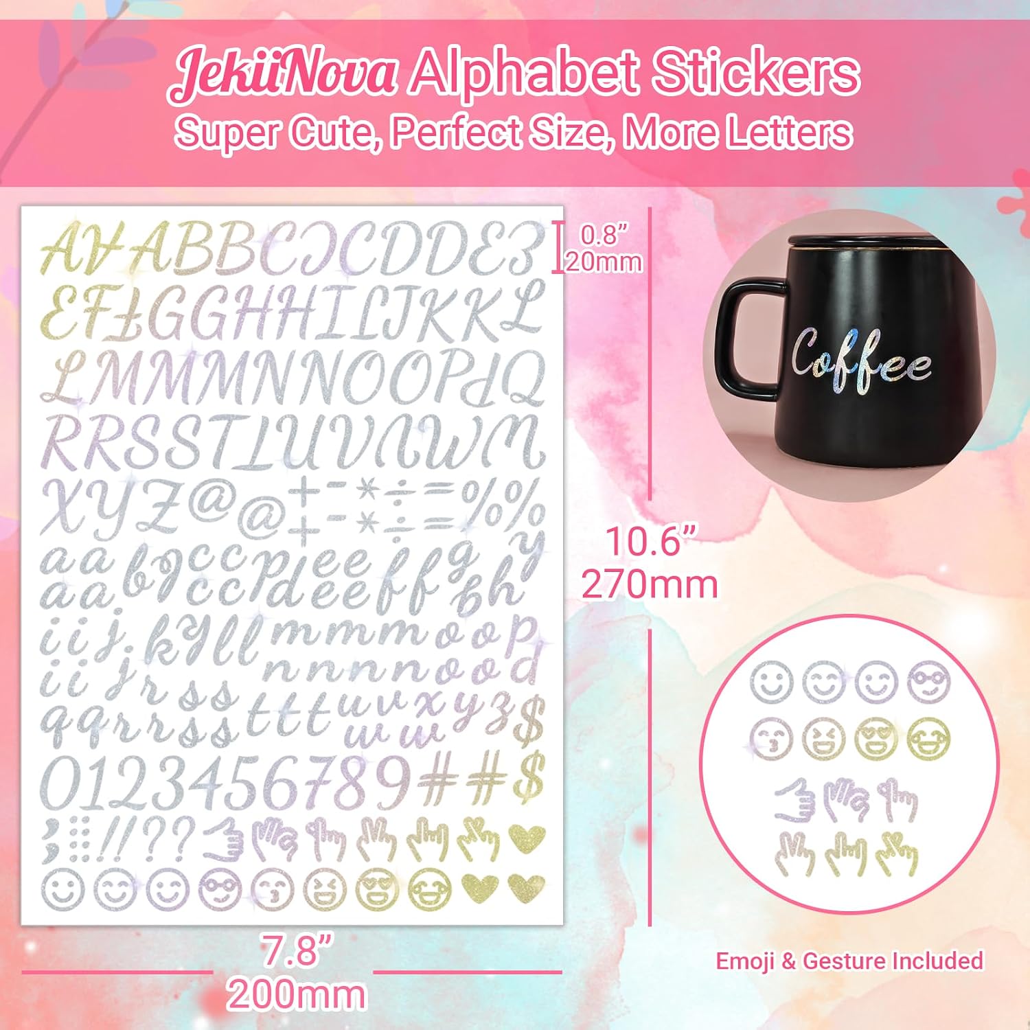 1730 Alphabet Letter Stickers - 10 Sheets Self Adhesive Upgraded Cute Handwriting Vinyl Stickers for DIY Crafts Art Making Cards Notebook Decor
