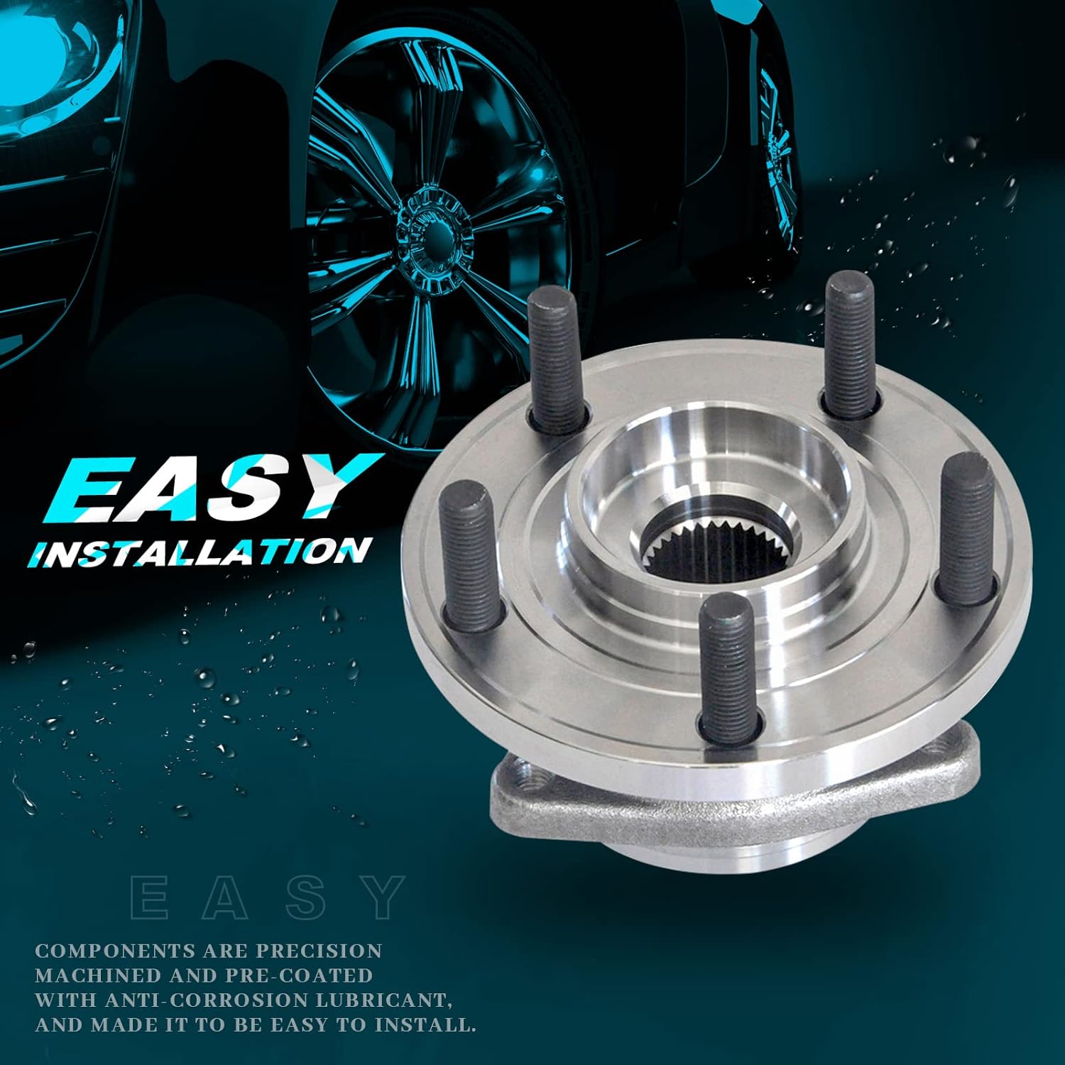 IRONTEK 513263 Front Wheel Hub & Bearing Assembly (5 Lug W/ABS) fit for Chrysler (2011-2014 200/2007-2010 Cirrus/ 2007-2010 Sebring), for Dodge (2008-2014 Avenger/ 2009 Caliber) 2PCS