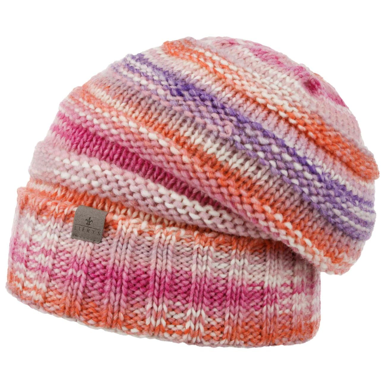 LIERYS Bernardo Berretto Beanie con Risvolto Screziato Multicolore Rivestito in Pile Prodotto in Germania Unisex Autunno Inverno