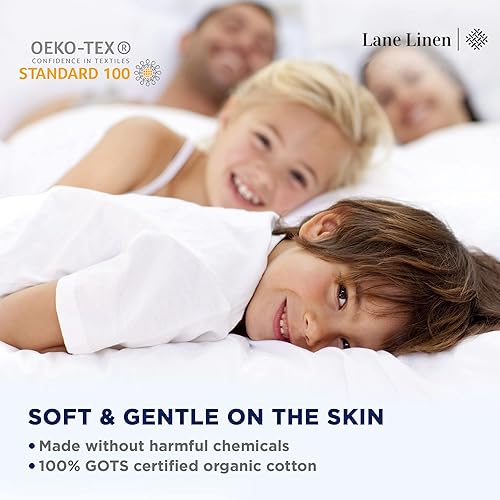 Miniatura 8 de Lane Linen - Juego de 2 fundas de almohada, 100% algodón orgánico, tamaño estándar, suaves, color negrocarbón (20 x 26 pulgadas)