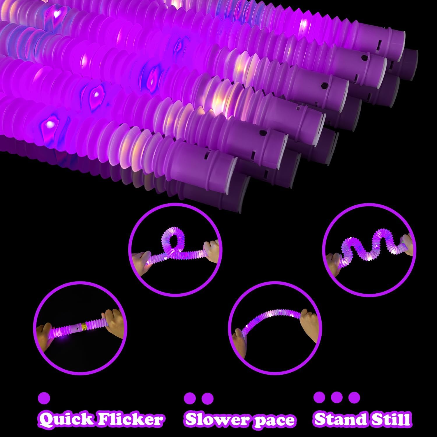 Purple Graduation Glow Sticks Pop Tubes 24 PCS, Light Up Bracelets Necklaces Decor, Glow Party Favors for Kids Party, Kindergarten Preschool End of School Year Goodie Bag Stuffers Classroom Prizes
