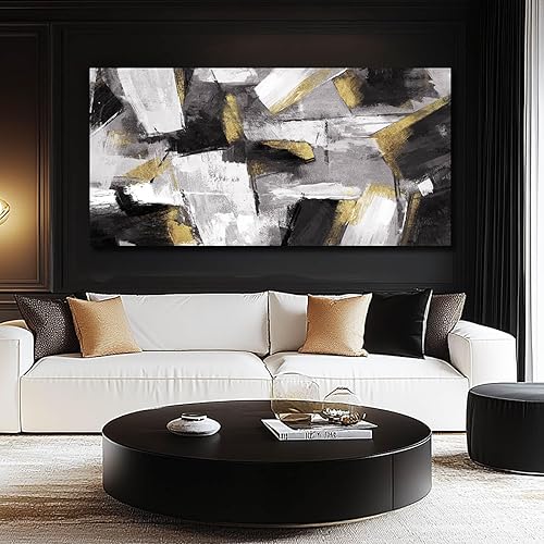 Miniatura 7 de SOUGUAN Arte de Pared Abstracto Decoración de Pared en Lienzo Dorado Arte de Pared en Lienzo para Sala de Estar Impresiones Modernas en Lienzo