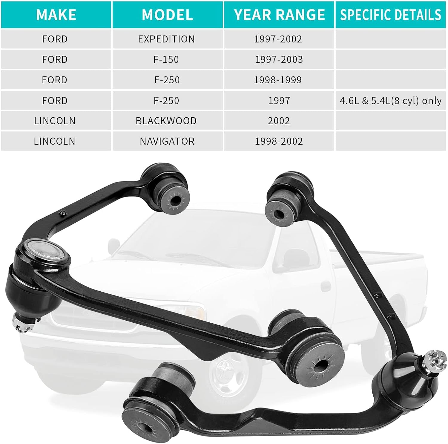 YITAMOTOR Front Upper Control Arm Kit with Ball Joints Compatible with 97-02 Ford Expedition, 97-04 F-150, 97-99 F-250, 02 Lincoln Blackwood, 98-02 Navigator