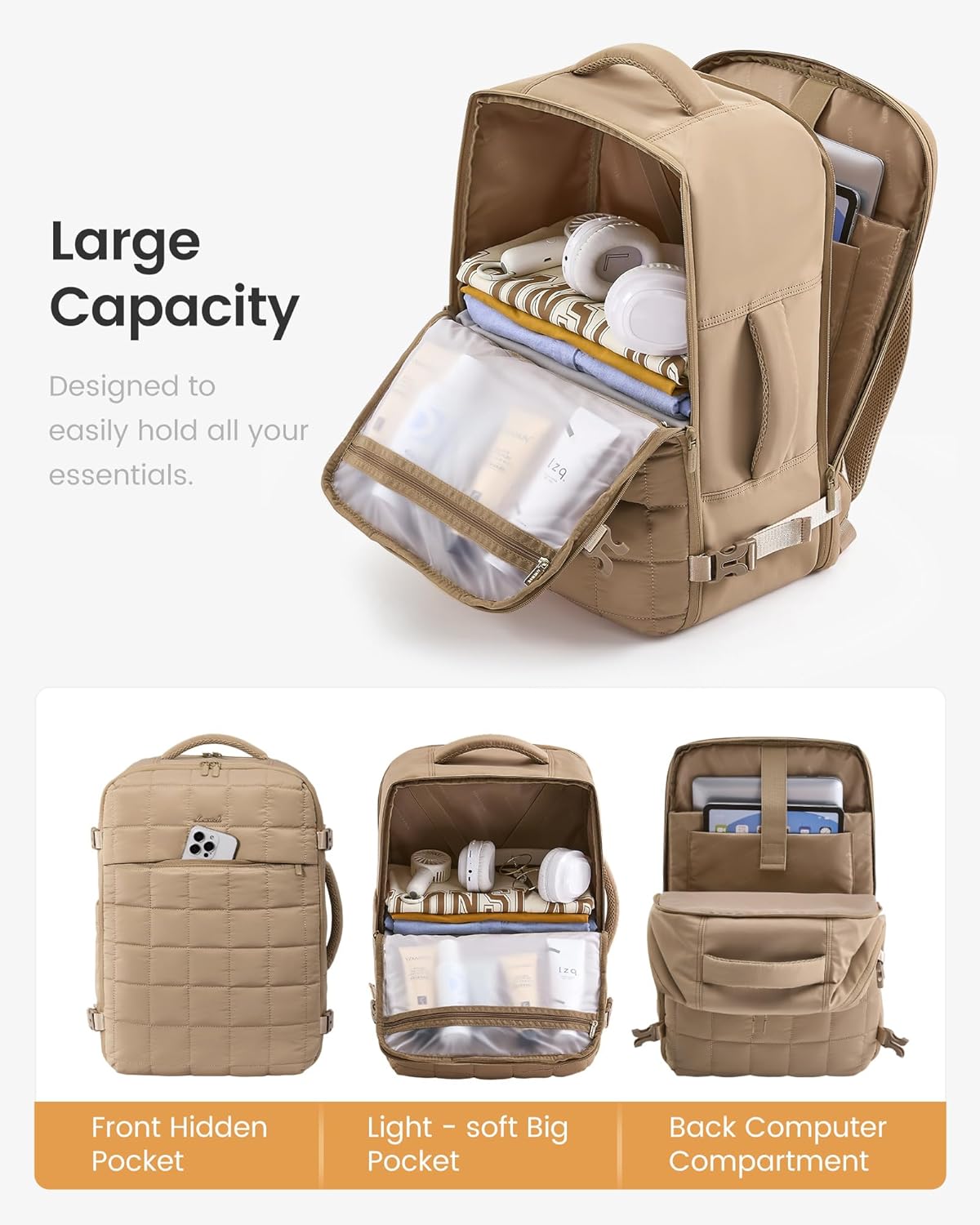 LOVEVOOK Large Travel Backpack for Women, TSA Carry on Backpacks for Airplanes, 40L Personal Item Travel Essentials Bag with 3 Packing Cubes, Waterproof Puffer Laptop Bag for Weekender Overnight Black LOVEVOOK Large Travel Backpack for Women, TSA Carry on Backpacks for Airplanes, 40L Personal Item Travel Essentials Bag with 3 Packing Cubes, Waterproof Puffer Laptop Bag for Weekender Overnight Black