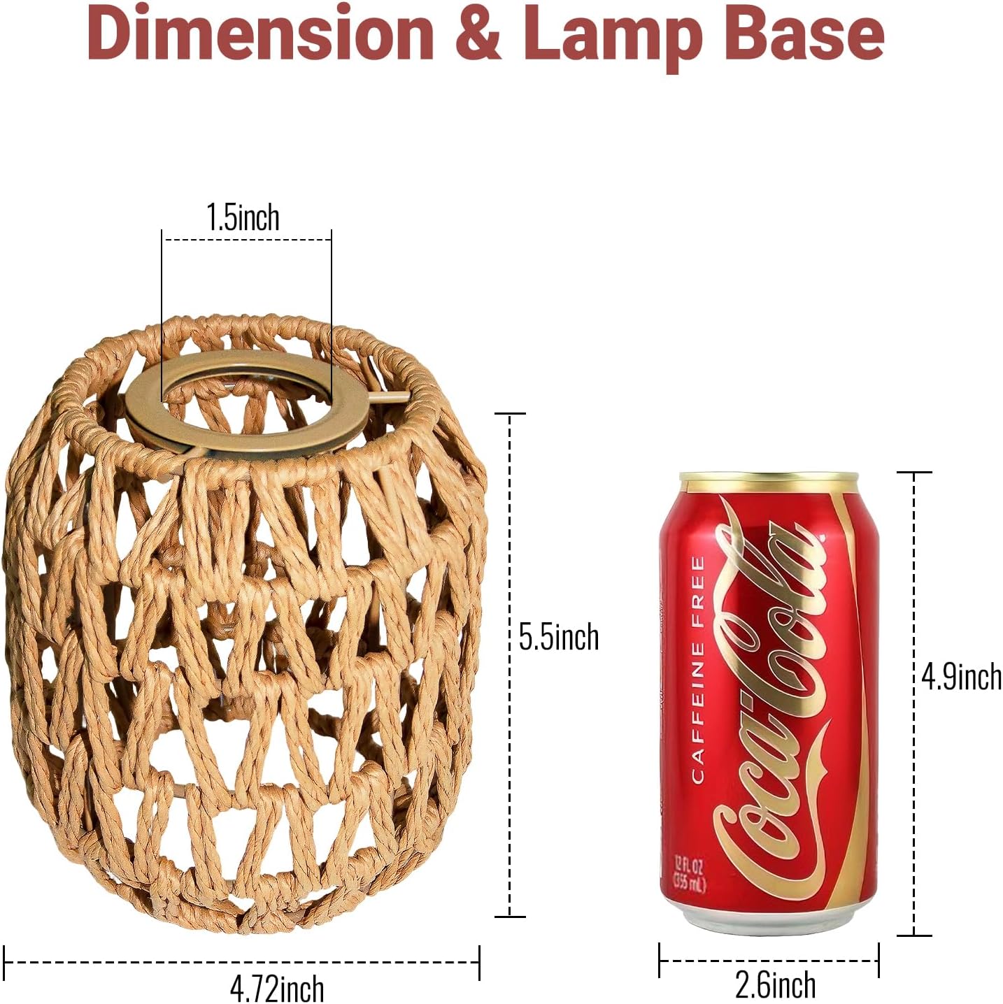 3 PACK Rattan Lamp Shades(4.7"×5.2"), Small Boho Pendant Light Shade, Handwoven Wicker hanging Lampshades For Chandeliers, Wall Sconces, Floor & Table Lamps