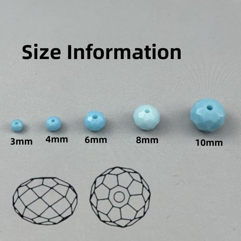 400pcs 4mm Crystal Glass Beads Faceted Rondelle Glass Spacer Beads for Bracelets Necklace Pendants Earrings Key Chains Jewelry Making(Lake Blue Porcelain) - Image 2