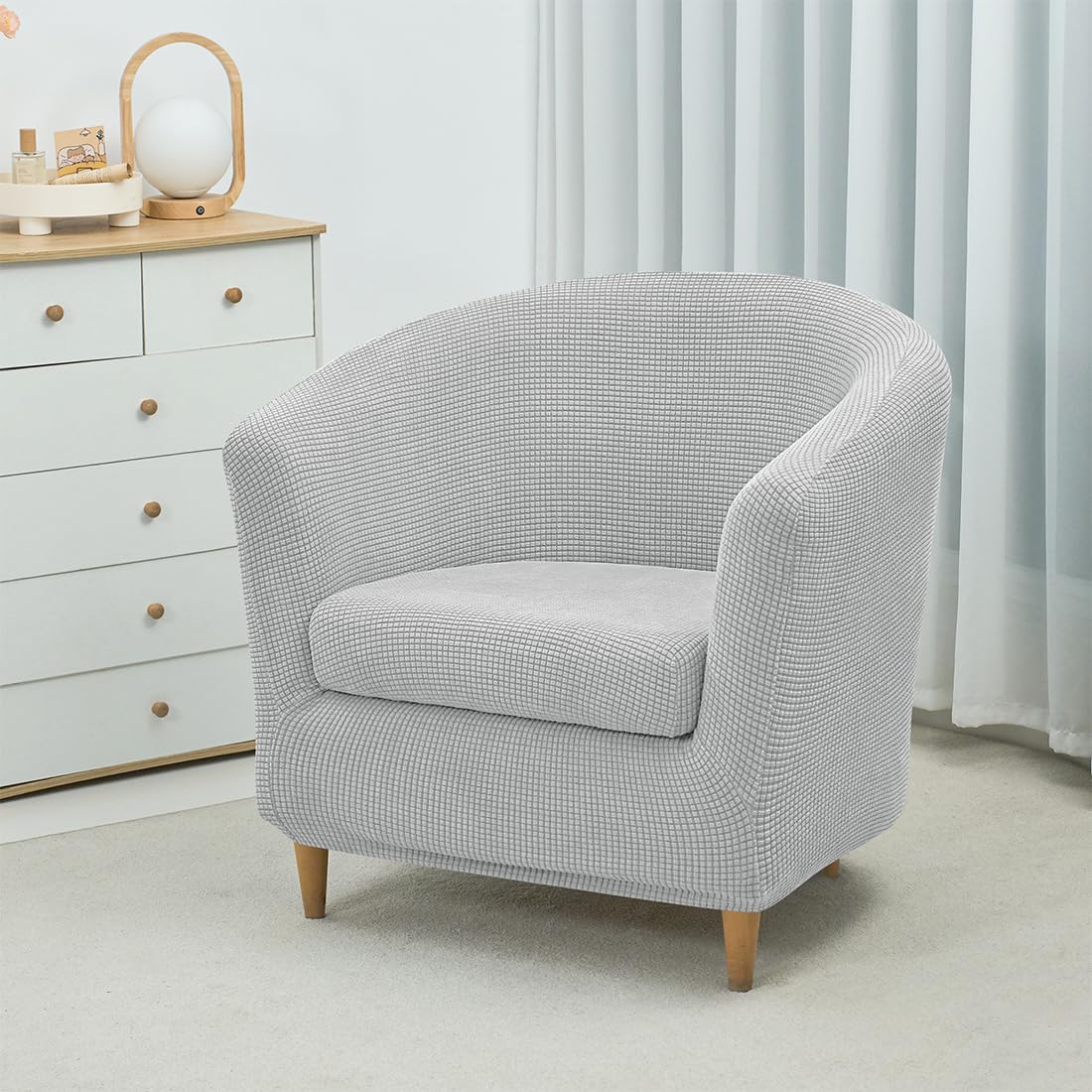 Housse 2 Pièces Pour Fauteuil Club (style Tullsta) - Velours Extensible - Protection Et Relooking - Lavable Machine - 5