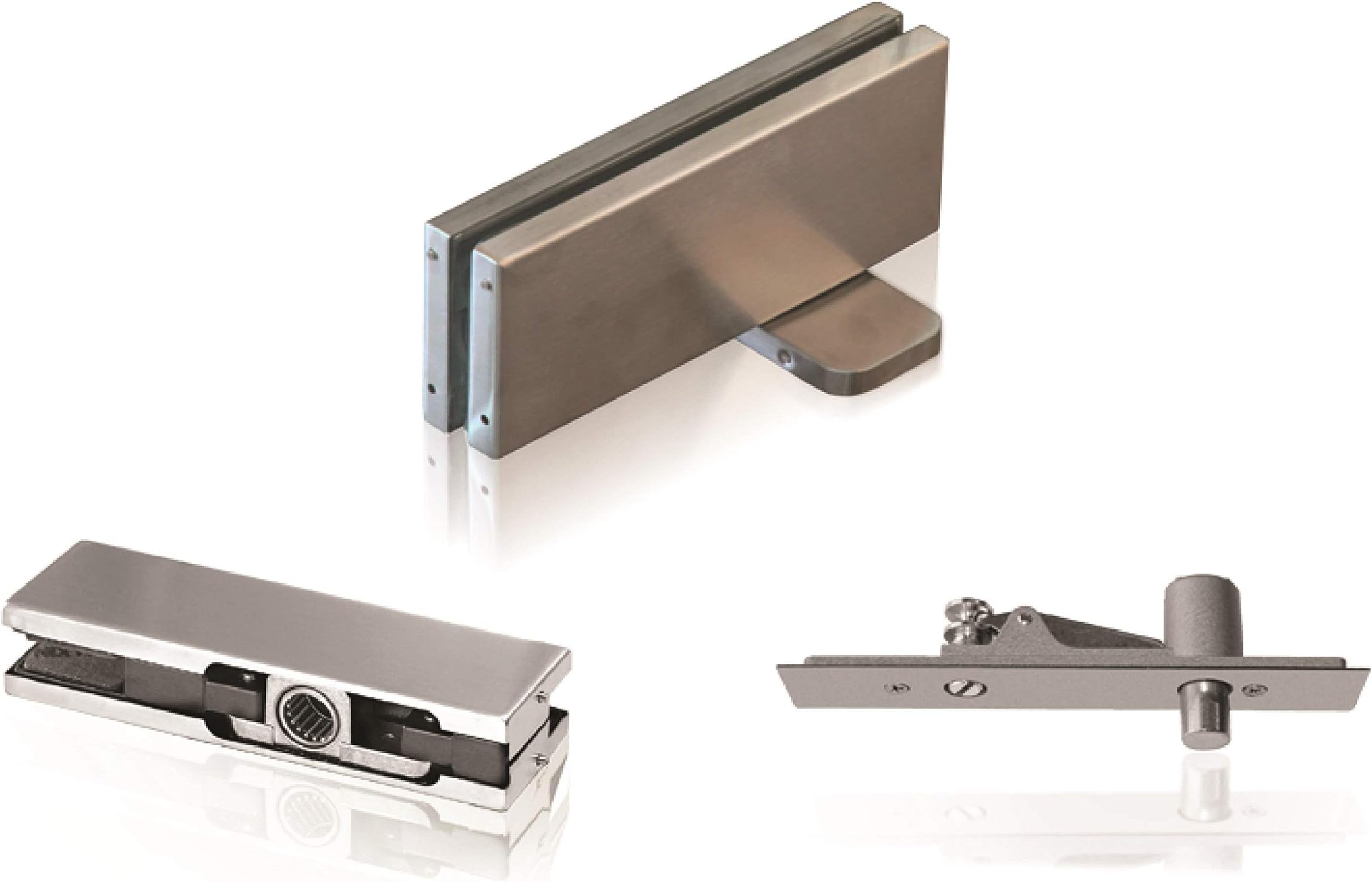 NHN Hydraulic Self Closing Pivot Door Closer (Hold Open) for Glass Door + Top Patch + Adjustable Top Pivot, No Floor Digging