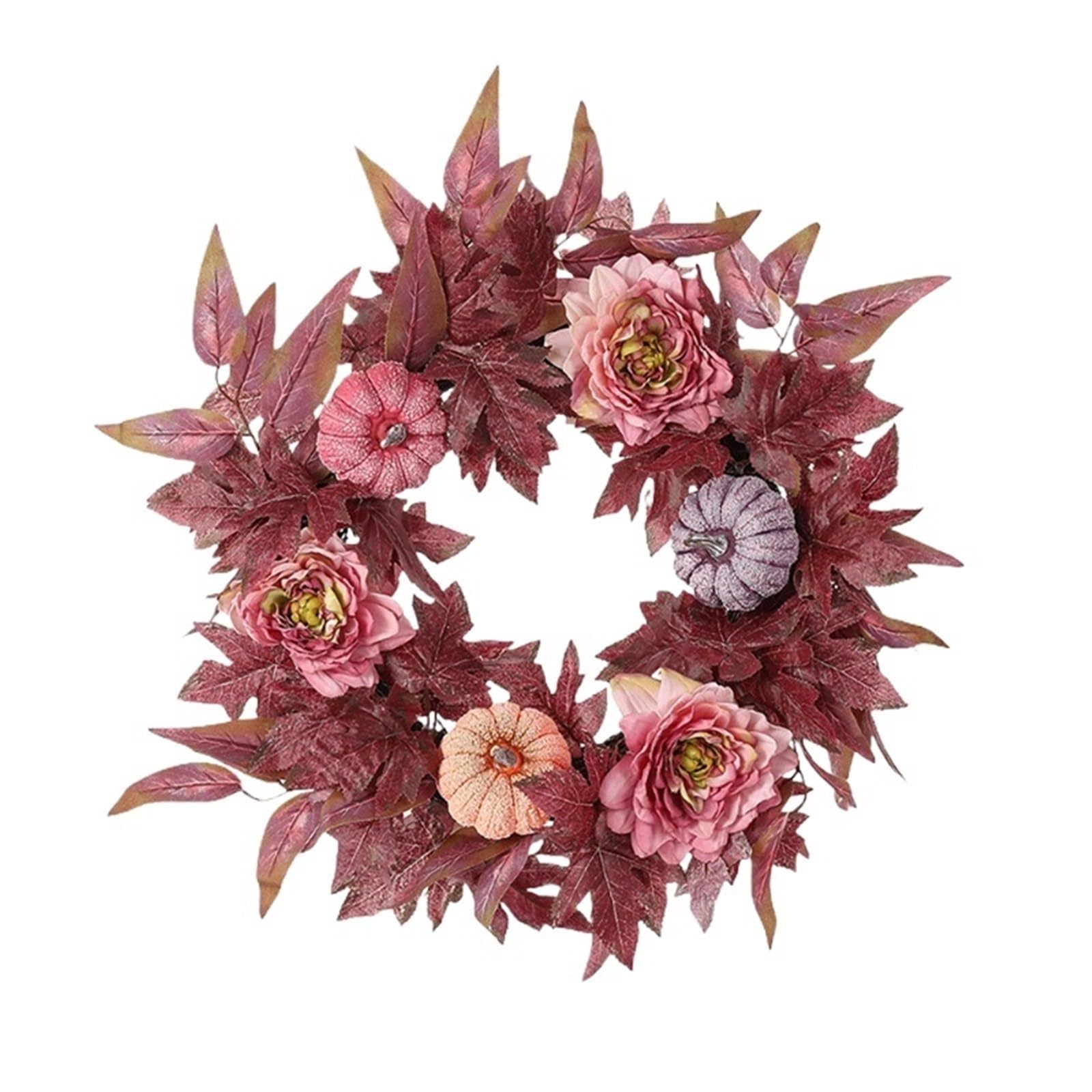 Wreaths Door Wreath Pumpkin Berry Maple Leaf Harvest Autumn Color Halloween Decor(Color 4)