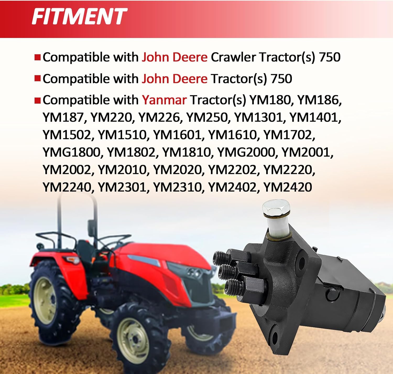 721461-51700 Fuel Injection Pump High Precision Fuel Pump for John Deere 750 CH15618 for Yanmar YM180 YM186 YM187 YM220 YM226 YM250 YM1301 YM1401 YM1502 YM1510 YM1601 YM1610 YM1702 YMG1800 YM1802