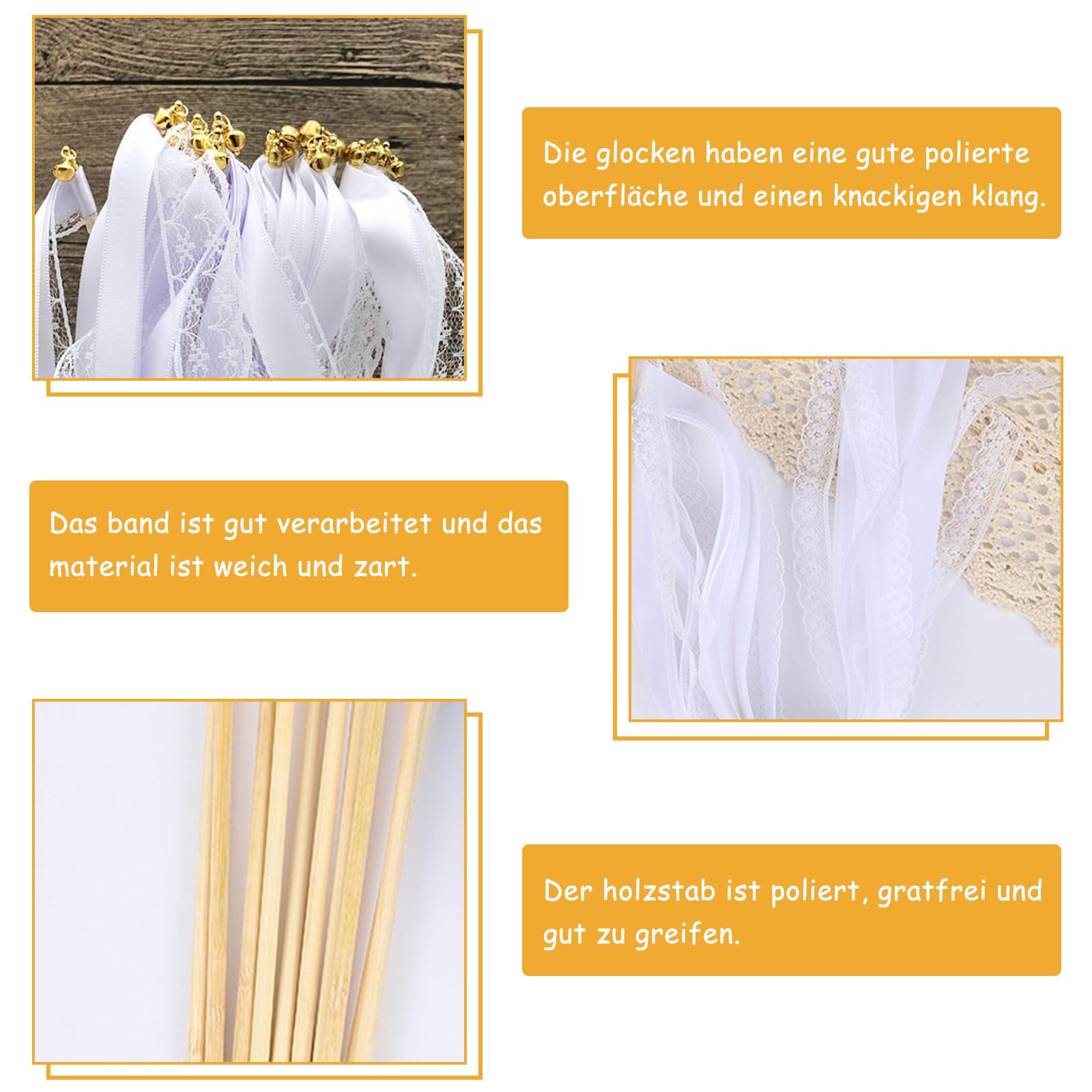 50 Baguettes De Mariage Avec Rubans Champagne Et Clochettes - En Bois Et Dentelle, Pour Ambiance Romantique Mariage, Anniversaire, Fête Baguette Ruban Mariage 50 Baguettes De Mariage Avec Rubans Champagne Et Clochettes - En Bois Et Dentelle, Pour Ambiance Romantique Mariage, Anniversaire, Fête Baguette Ruban Mariage
