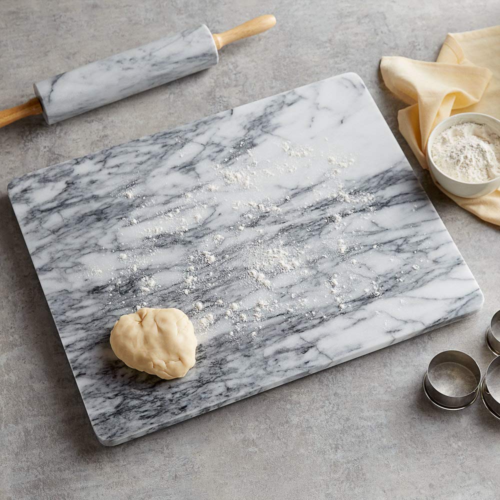Hand_Craft White Grey marble board Cutting/Chopping/Serving/Baking Board 40x30x 2cm