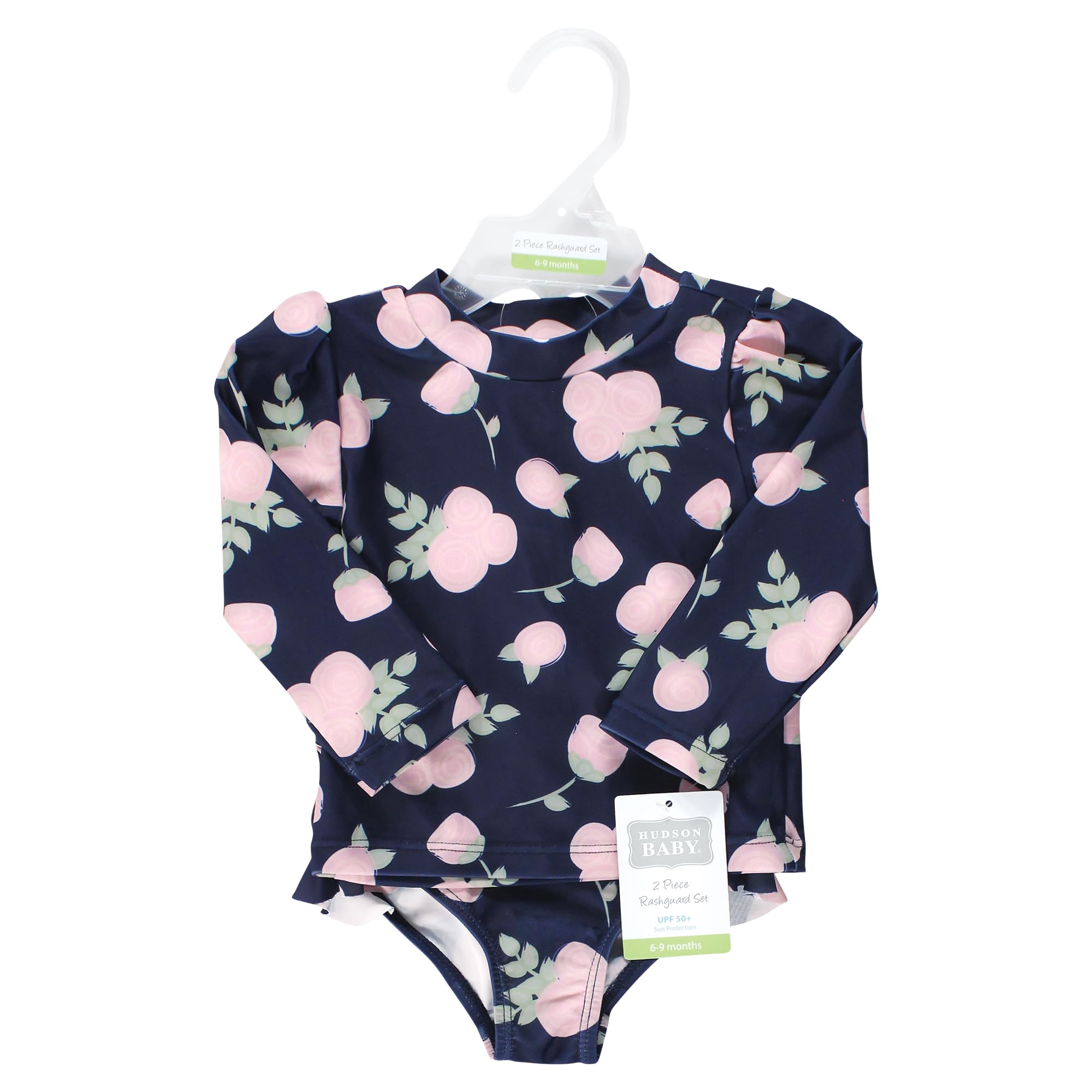 Hudson Baby Unisex Baby Swim Rashguard Set, Navy Rose, 5T