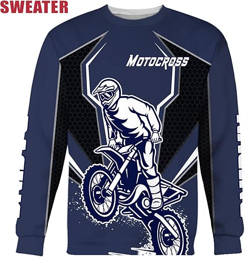 Miniatura 6 de Leprints - Camiseta de motocross personalizada con número y nombre de carreras 3D para motocicleta, todoterreno, sudadera con capucha