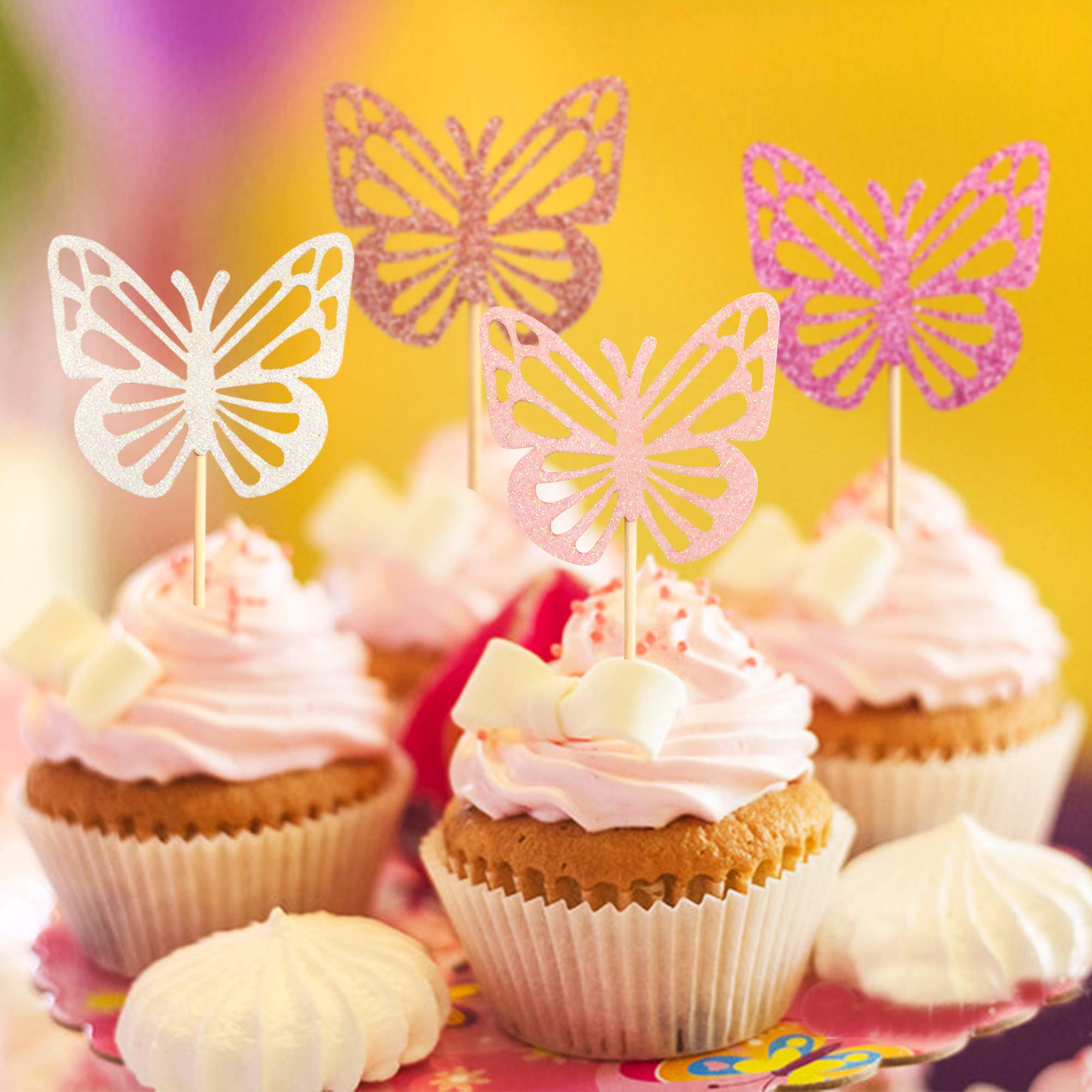 Topper Per Torta Compleanno Farfalla Color Oro E Glitter, Decorazioni Per Cupcake, Set 13 Pezzi, Per Bambina E Donna, Baby Shower - 4