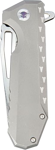 Southern Grind Cuchillo plegable de pingüino con hoja de satén de punto caído y mango de titanio Rev. 01