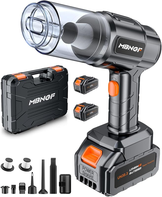 Aspiradora de auto portátil inalámbrica, succión y soplador de alta potencia, aspiradora de mano para auto, hogar, escritorio, teclado, regalos de cumpleaños para hombres, papá, marido (negro roca)