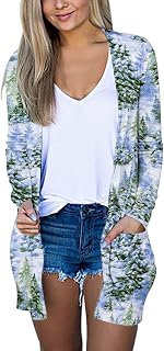 Christmas Motif Long Sleeve Cardigan V-Neck Cardigan Women's Blouse V-Neck Shirt Sweatshirt Women's Tops Elegant Shirt Blouse for Cardigan Printed Top Lightweight Outwear Cardigans