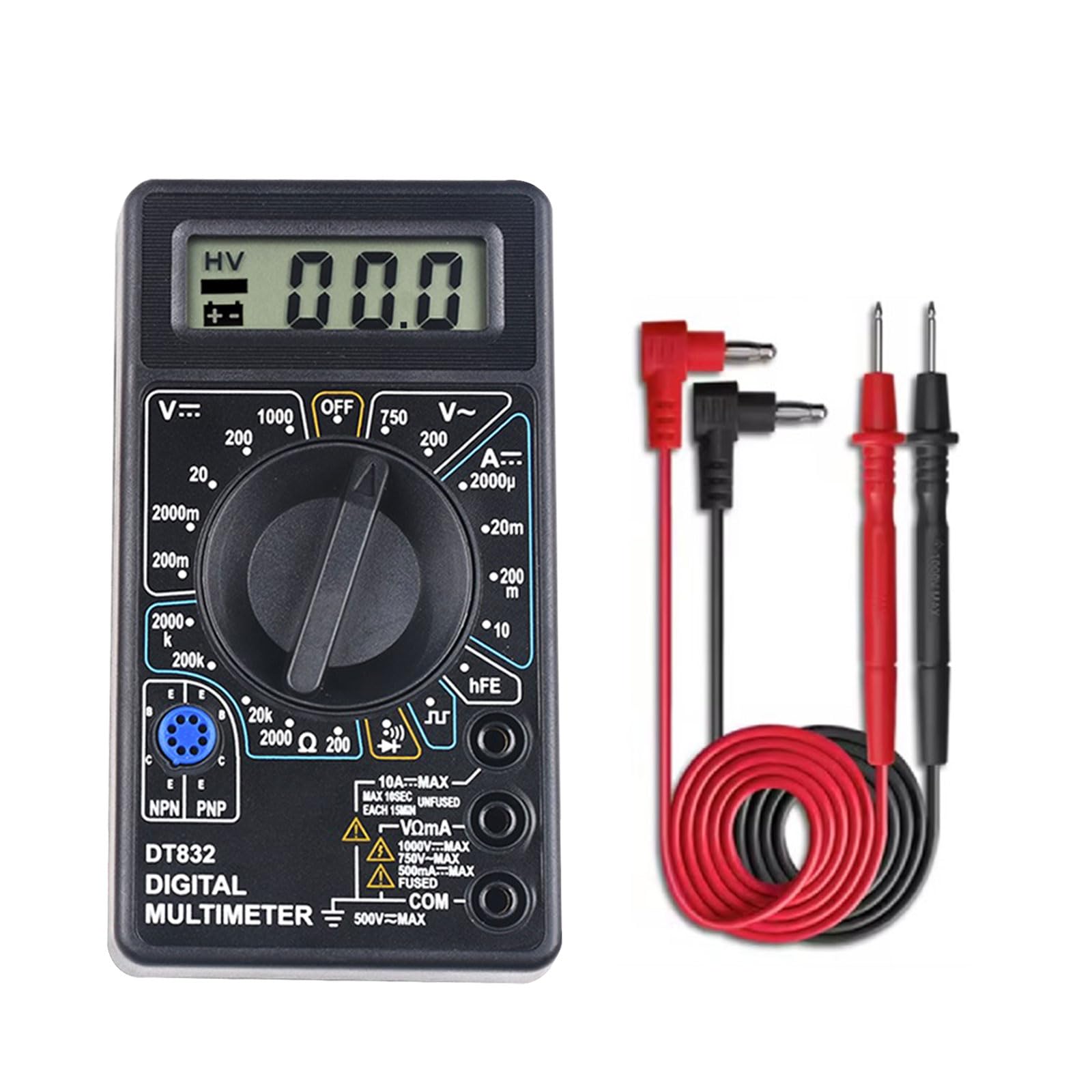 Tsophreniq Industrial Multifunctional Voltmeter Ammeter Ohmmeter Abs For Circuit Analysis Featuring Transistors Checking Capability Professional Multimeter For Electricians