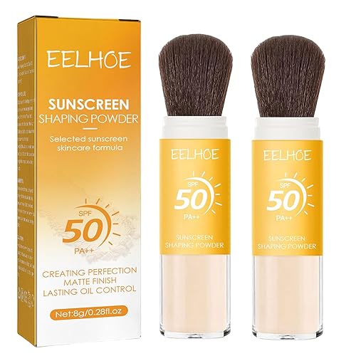 2 piezas de polvo fijador, translúcido, control de aceite, transpirable, ligero, polvo de cepillo mineral, acabado mate natural, de larga duración,