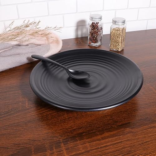 Miniatura 8 de Cabilock Platos negros vintage, platos de melamina, plato redondo, plato de ensalada de postres negros para cocina, hogar, fiesta (talla 3), vajilla