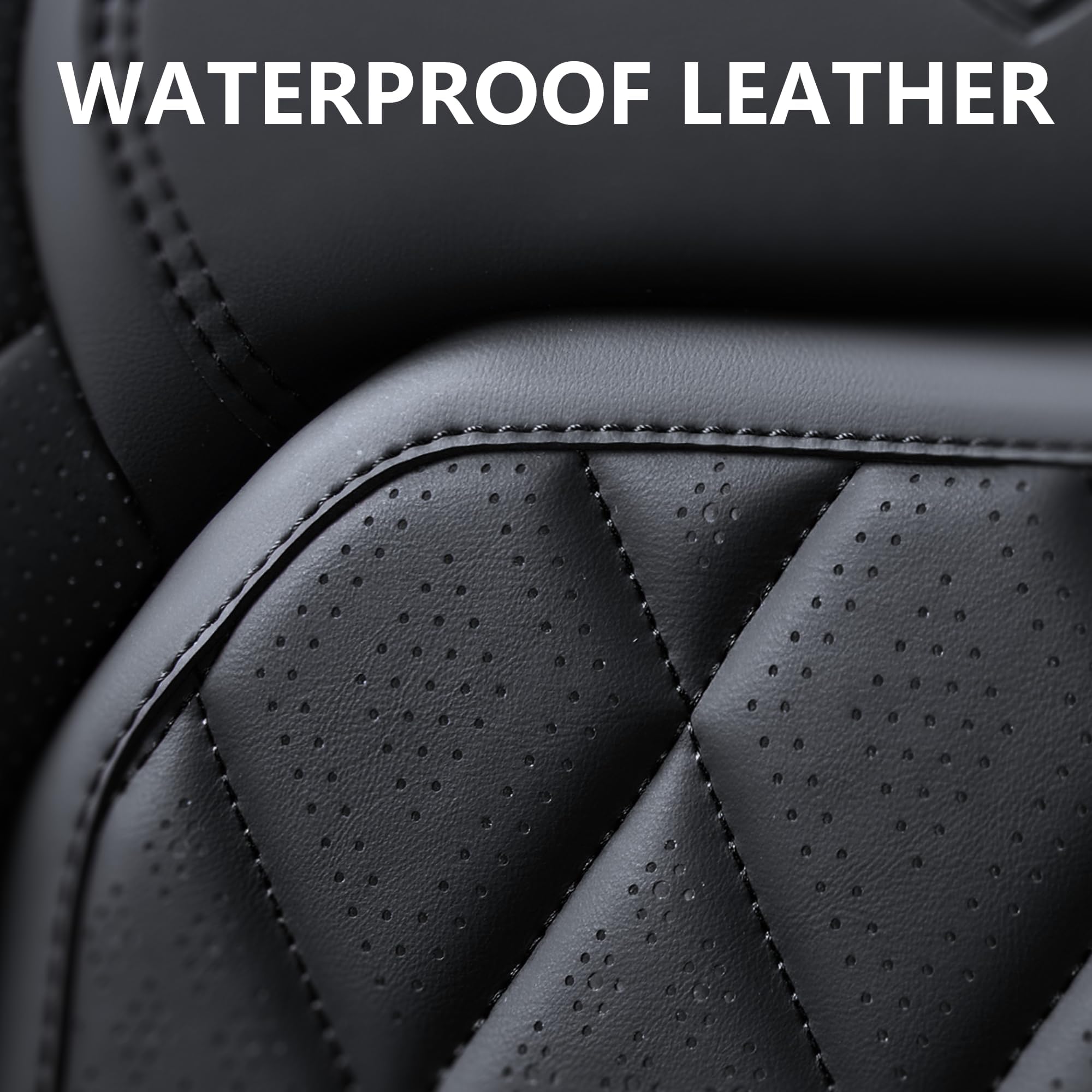 Coverado Car Seat Covers Full Set Front and Back Seat Covers for Cars Luxury Faux Leather Waterproof Seat — view 5