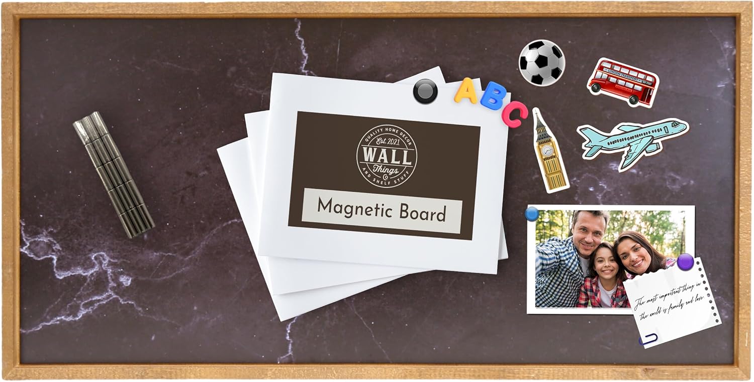 Wall Things Co. Magnetic Bulletin Board for Wall, Office, Home, Photo Display, Metal Magnet Message and Memo Board, 16x32, Black Slate