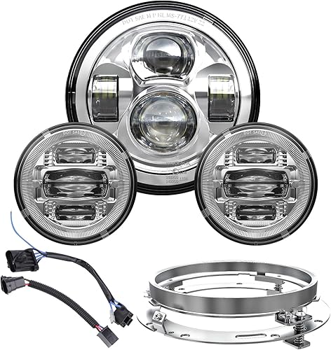 Z-OFFROAD Nuevo faro LED de motocicleta de 7 pulgadas con luces antiniebla de 4.5", kit DOT compatible con Harley Davidson Road King Electra Glide