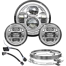 Z-OFFROAD New 7 Inch Motorcycle LED light 4.5" Fog Passing Lights, DOT Kit Compatible with Harley Davidson Road King Electra Glide Ultra Classic Heritage Softail Fat Boy Street Glide, Chrome