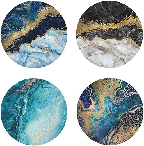 Miniatura 8 de Van Gogh - 4 posavasos redondos de cuero para pintura artística para protección de mesa, decoración de bar y hogar