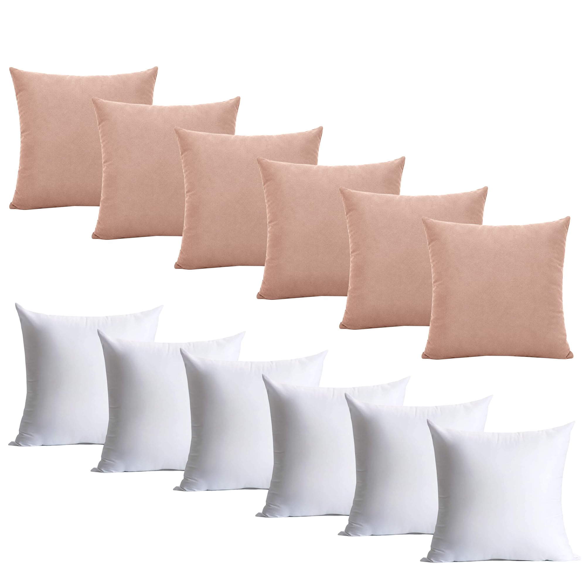Hafaa Peach Cushions with Covers Included Pack of 6, 40 x 40 cm Soft Microfiber Cushions, Decorative Throw Pillows with Hidden Zip Closure for Sofa, Bed, Living Room & Home Décor