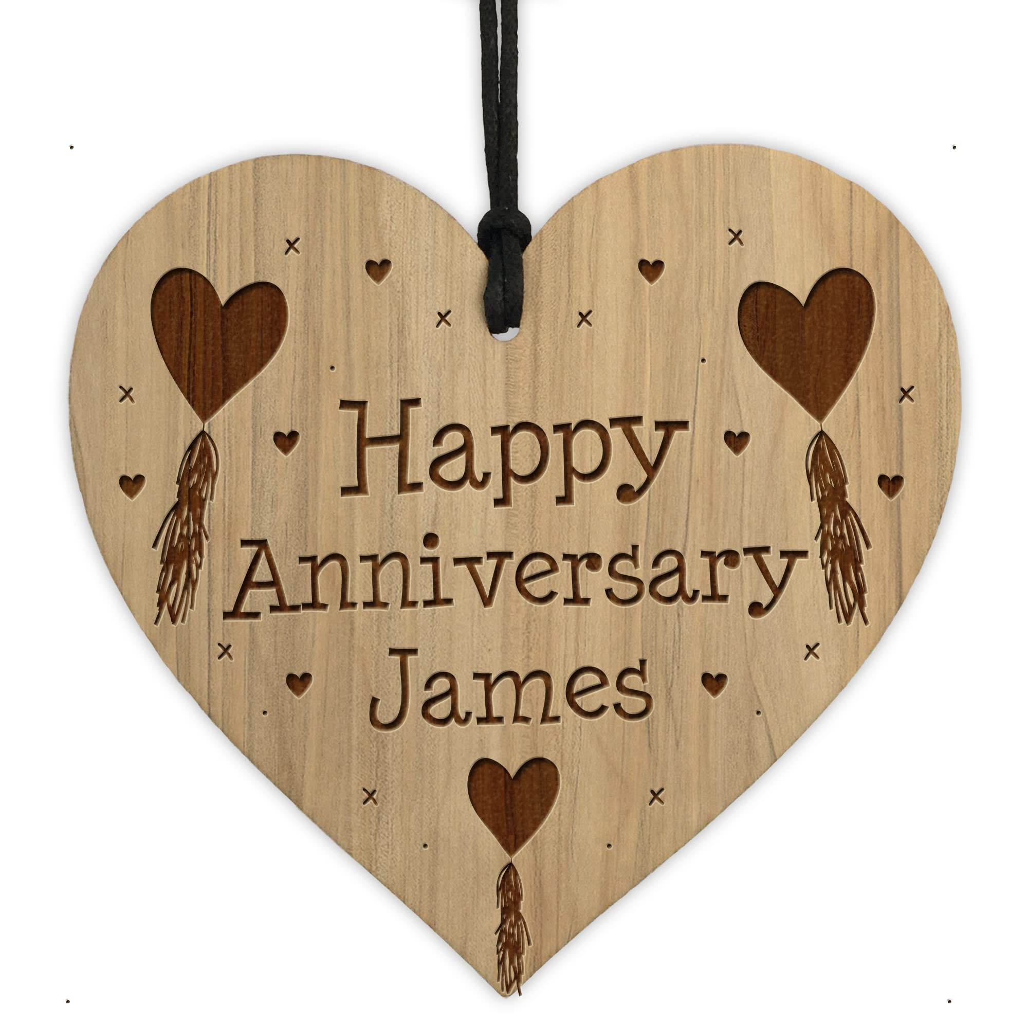 Red Ocean Anniversary Engraved Hanging Heart Gift For Him Her Husband Wife Gifts
