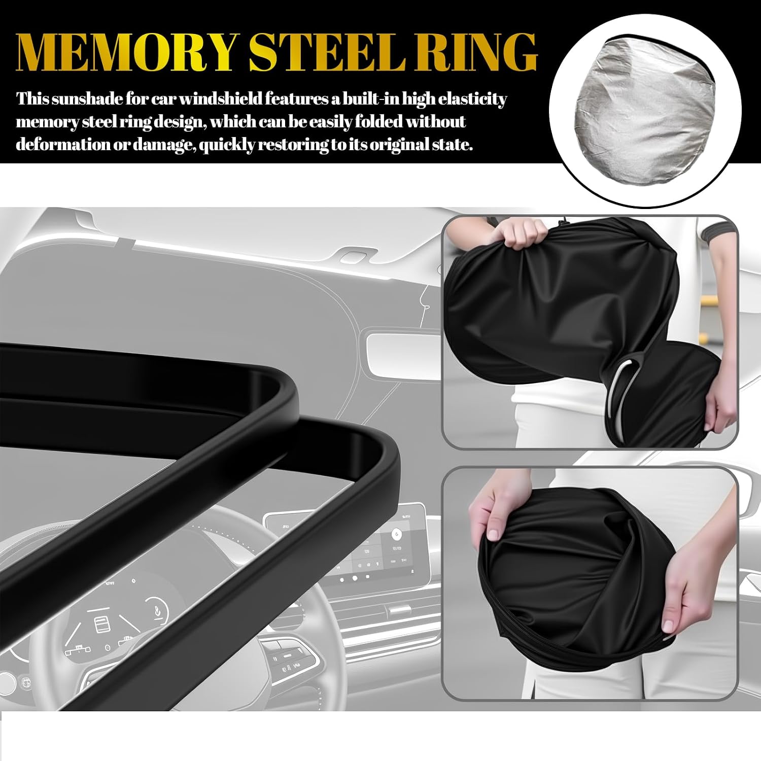 59×31 Inch Foldable Car Windshield Sun Shade,Thickened Car Sun Shade Windshield for Blocking Sunlight & Heat,Cars Windshields Cover Suns Shades with Storage Bag for Cars,SUVs