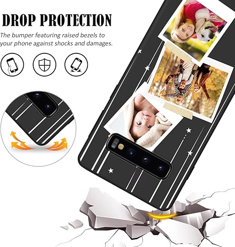 Miniatura 10 de Funda personalizada para Samsung Galaxy S10 con nombre de texto y foto - Funda delgada suave personalizada S 10 (negro)