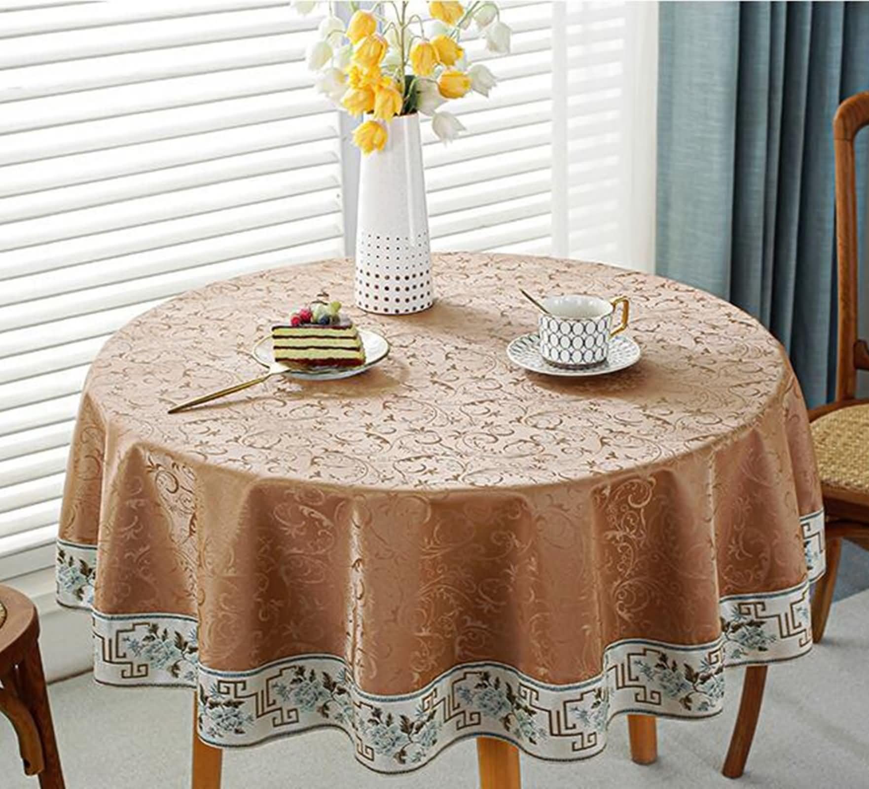Tovaglia da cucina rettangolare con motivo a vite semplice, antipolvere, termoretraibile, per cucina, sala da pranzo, picnic, decorazione da tavolo, bordi con motivo floreale, 280 cm
