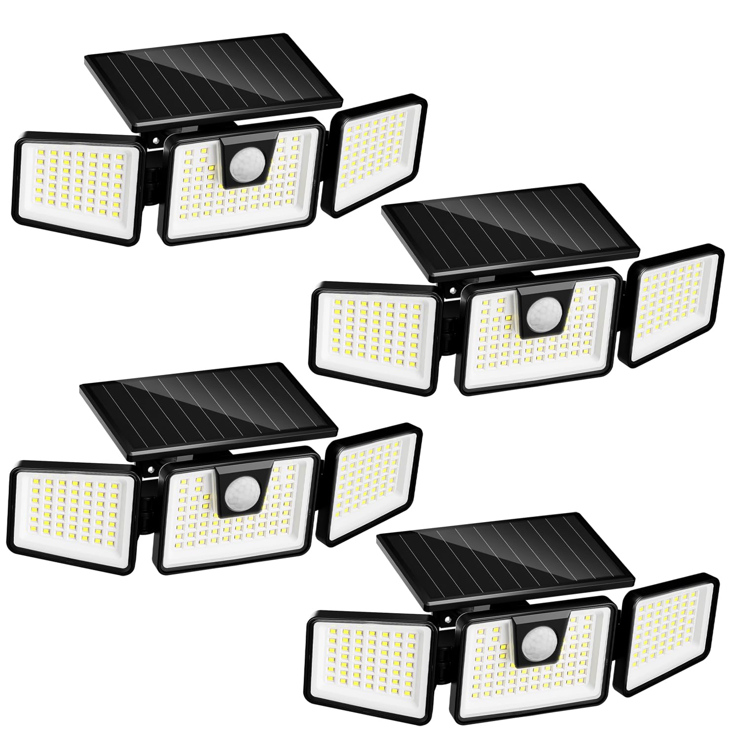 INCX Solar Motion Sensor Lights Outdoor, 3 Heads Security Lights Solar Powered, 156 LED Flood Light Motion Detected Spotlight for Patio Yard Garage Entryways, IP65 Waterproof 4 Pack-image-36