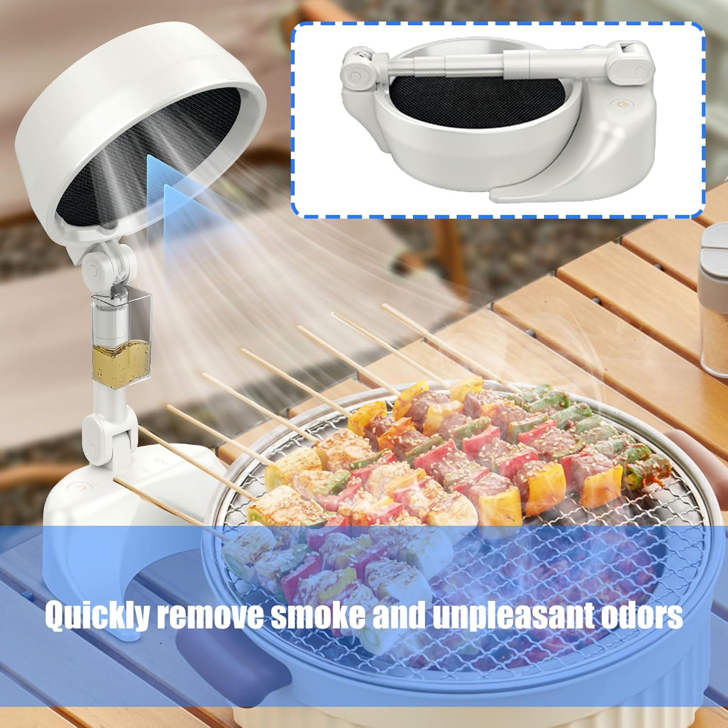 Portable Removable Filter Ranges Hood with Low Noise Space Saving Desktop Exhaust Fan Indoor BBQ Extractor Hood Desktop Exhaust Fan