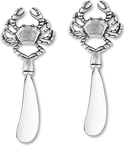 Juego de 2 cuchillos esparcidores de queso y mantequilla de aleación de zinc (Crab)