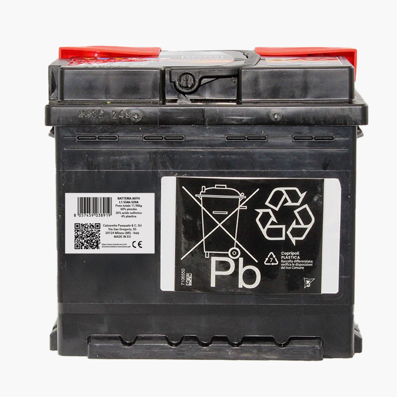 SMC Autobatterie Speed Max 55Ah L1 520A EN 12v PKW Ersetzt 44Ah 45Ah 50Ah 52Ah 54Ah 75Ah Starterbatterie wartungsfrei- Maße der Batterie: 20,7 x 17,5 x 19,0 cm - Pluspol rechts (DX+)