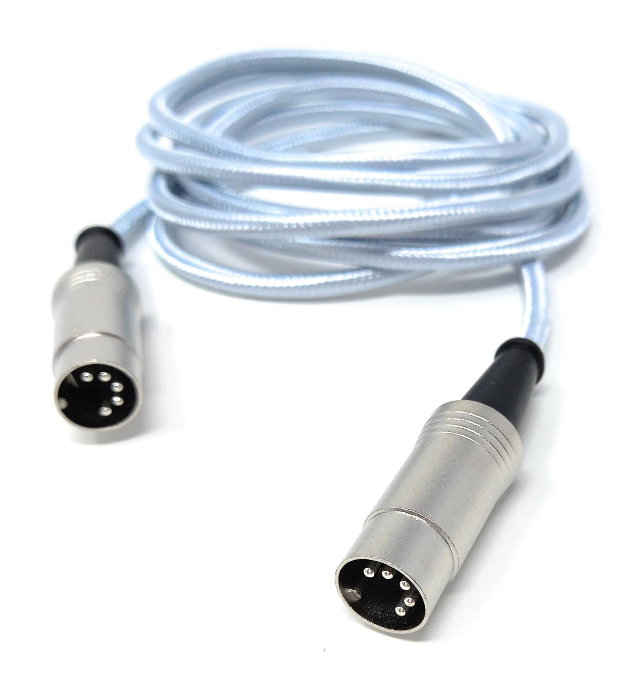 DRUT 1m MIDI 5 Pin DIN Braided Screened Shielded Fully Wired Cable Lead for Midi Audio Equipment White 3.3ft